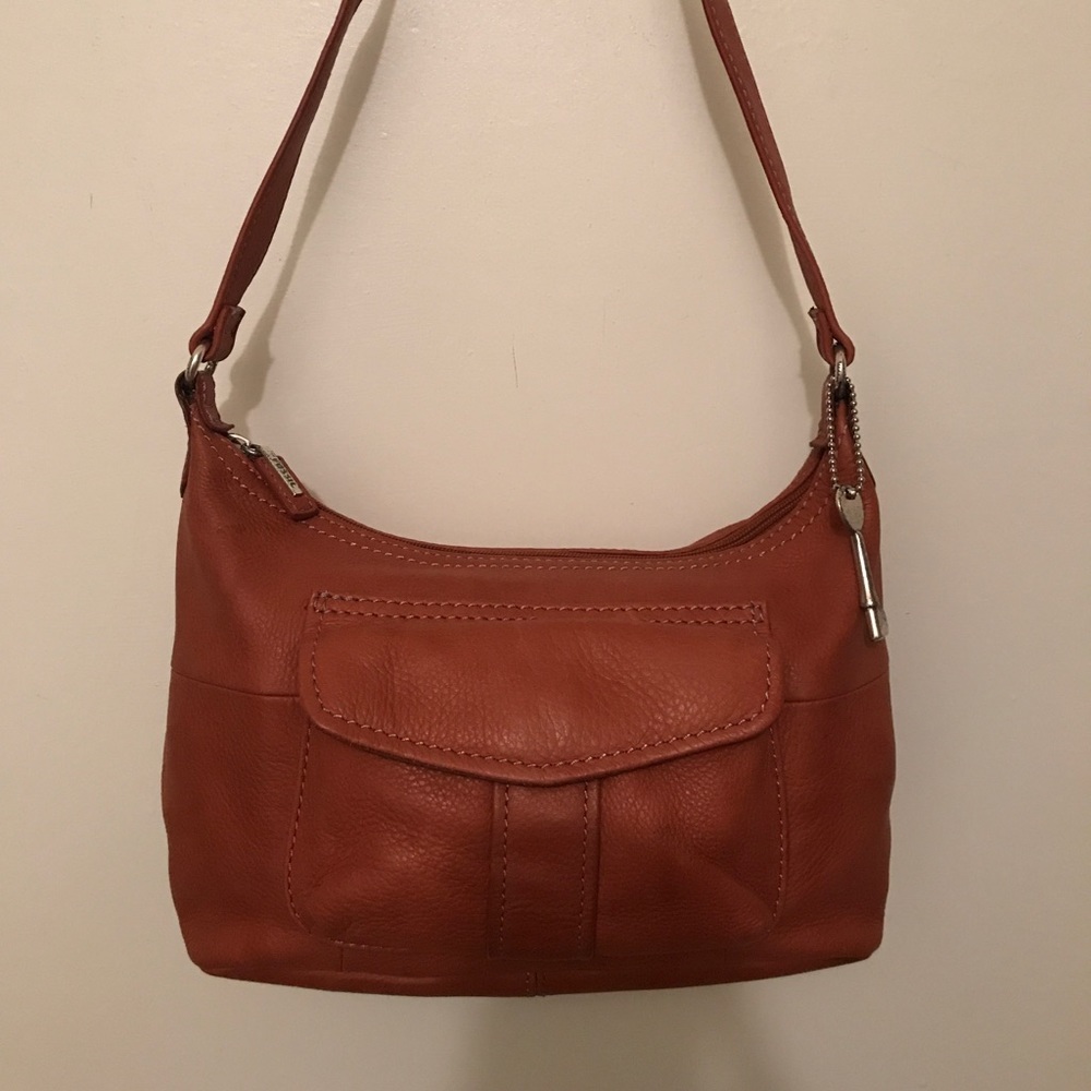 Fossil Orange-Brown Leather Shoulder Bag